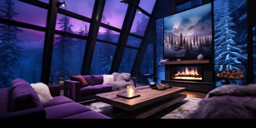 True Winter Interior Design Color Theory - Sleek Modern Entertainment Room