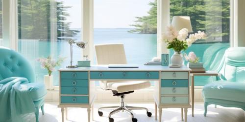 True Summer Interior Design Color Theory - Classic Traditional Style Home Office