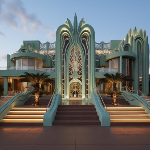 outlandish mint green ornately decorated entry