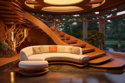 Sunrise Prairie interior staircase and couch