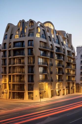 a_modern_apartment_building_at_dusk_in_front_of_a_city_c240d4ff-410a-4d0e-95cb-1c8a36fb5f7d