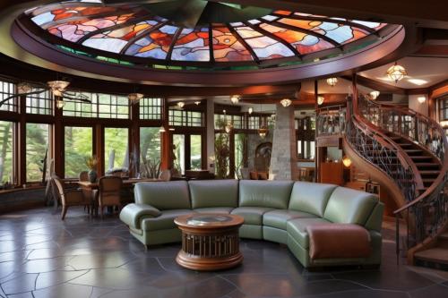 art nouveau ai generated architecture interior design sofa conversation pit