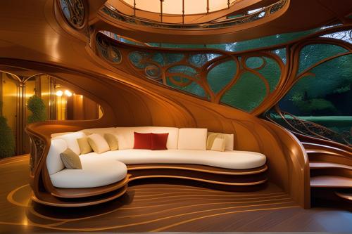 art nouveau ai generated architecture interior design staircase and sofa