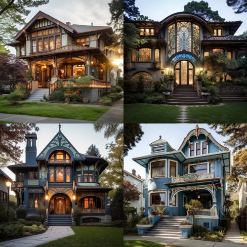 craftsman architecture with subtle art nouveau biophilic design motifs