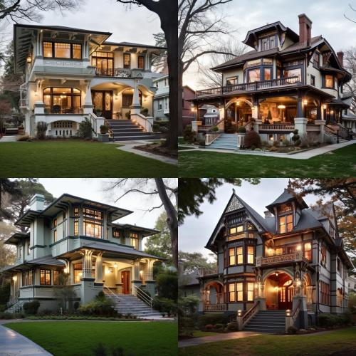 craftsman style architecture, inspired by art nouveau with no biophilic motifs