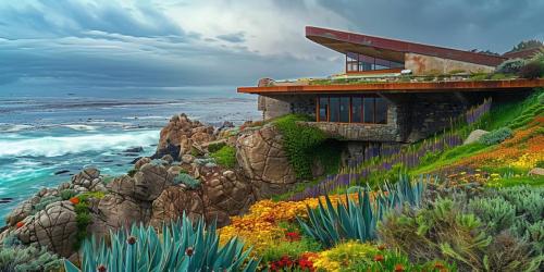 Usonian-inspired home among the ice plant on the Monterey Bay