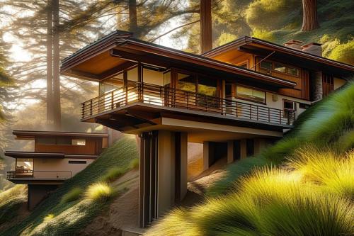 Wooded Mountainside Usonian - Modular Earthship Style