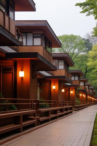 Usonian-inspired woodsy townhomes