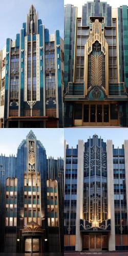 blue tile art deco facade, verticality, ai workflow for architecture, image to image