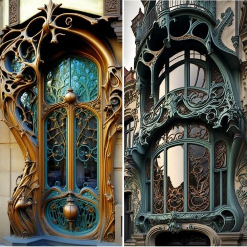 ornate art nouveau door and window